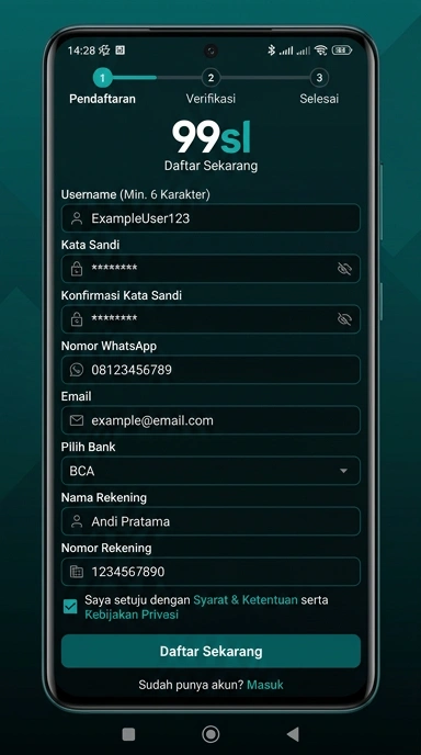 Cara Daftar Akun Baru 99sl untuk Pengguna Android