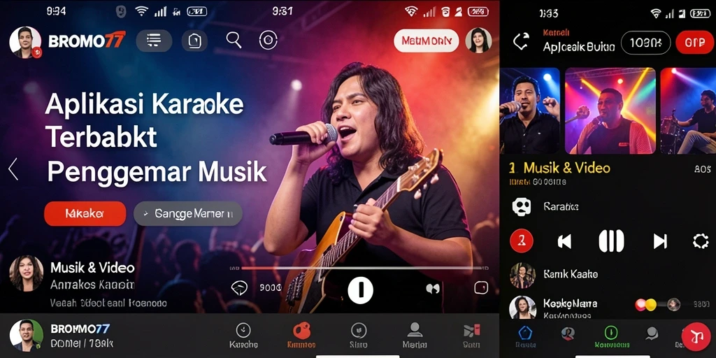 Tampilan antarmuka BROMO77 yang intuitif untuk karaoke
