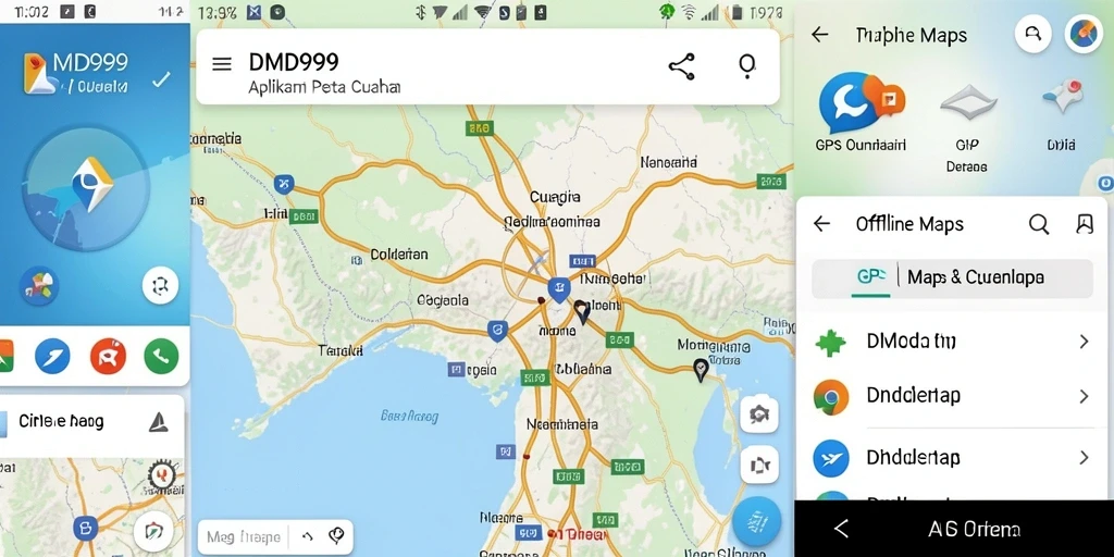 Tampilan antarmuka DMD999 untuk navigasi peta offline.