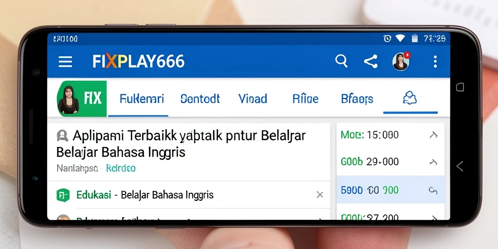 Antarmuka FIXPLAY666 yang interaktif untuk belajar Bahasa Inggris.