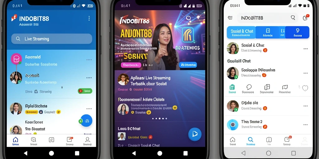 Antarmuka aplikasi INDOBIT88 yang menarik dan interaktif untuk Live Streaming.