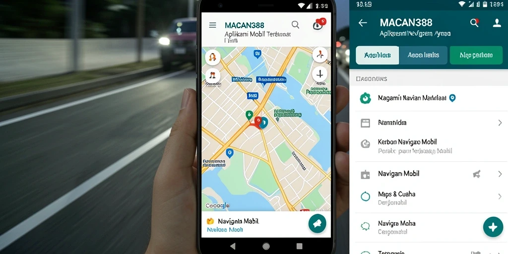Tampilan antarmuka pengguna MACAN388 yang jelas dan informatif untuk navigasi mobil.