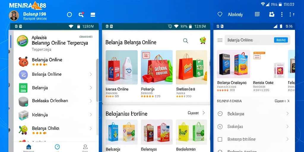 Antarmuka pengguna aplikasi MENARA188 untuk belanja online yang menarik.