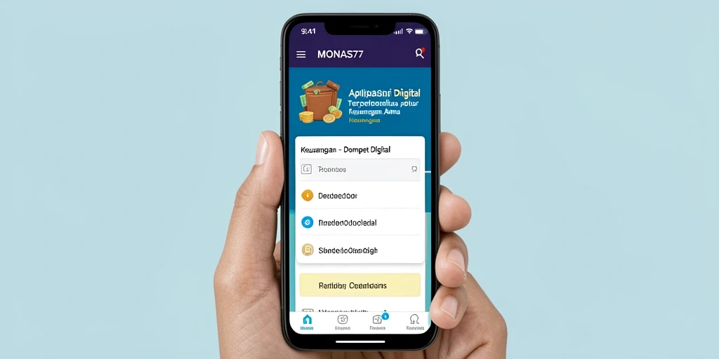 Tampilan antarmuka MONAS77 dengan fitur-fitur Dompet Digital yang lengkap.