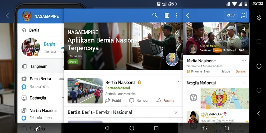 Antarmuka aplikasi NAGAEMPIRE dengan akses berita terkini.
