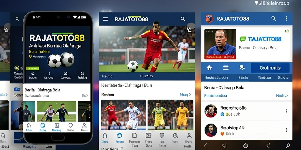 Tampilan antarmuka aplikasi RAJATOTO88 untuk berita olahraga bola.
