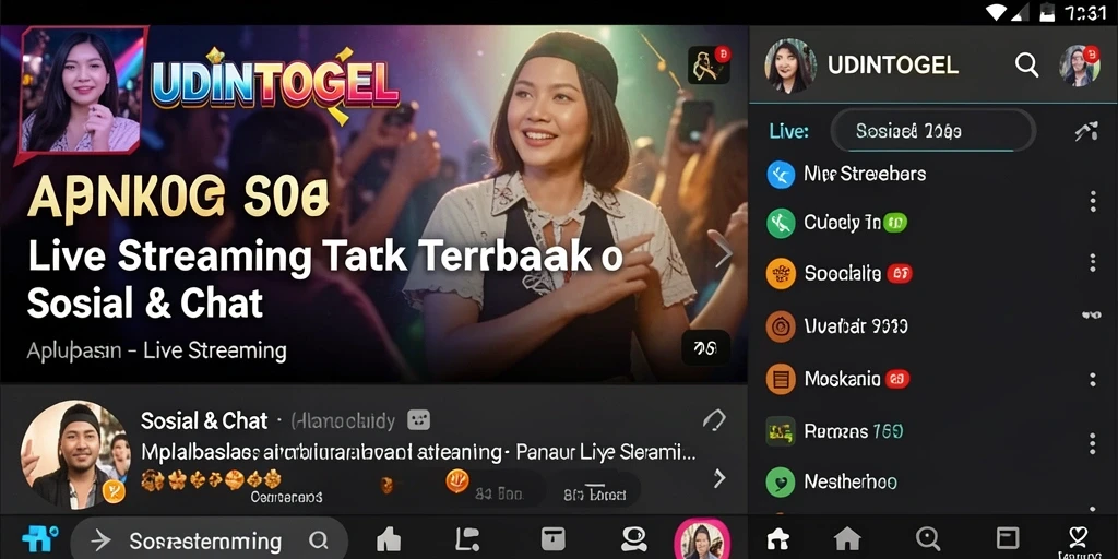 Tampilan interaktif aplikasi Live Streaming UDINTOGEL.