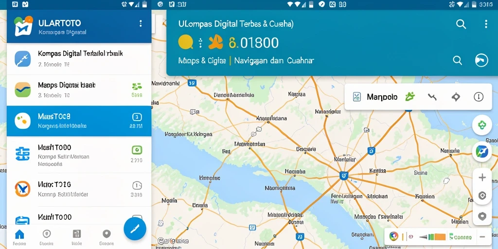 Antarmuka ULARTOTO menampilkan kompas digital dan informasi cuaca yang jelas.